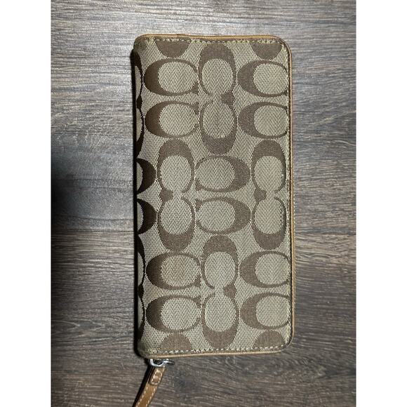 COACH SIGNATURE PENELOPE ACCORDIAN ZIP AROUND WALLET BROWN (used Original) - Picture 13 of 13